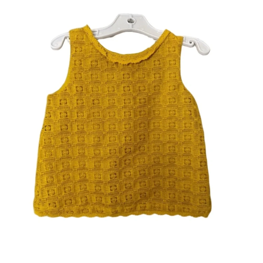 OshKosh B’gosh Mustard Lace Tank Top Girls 4T Boho Cottagecore Sleeveless